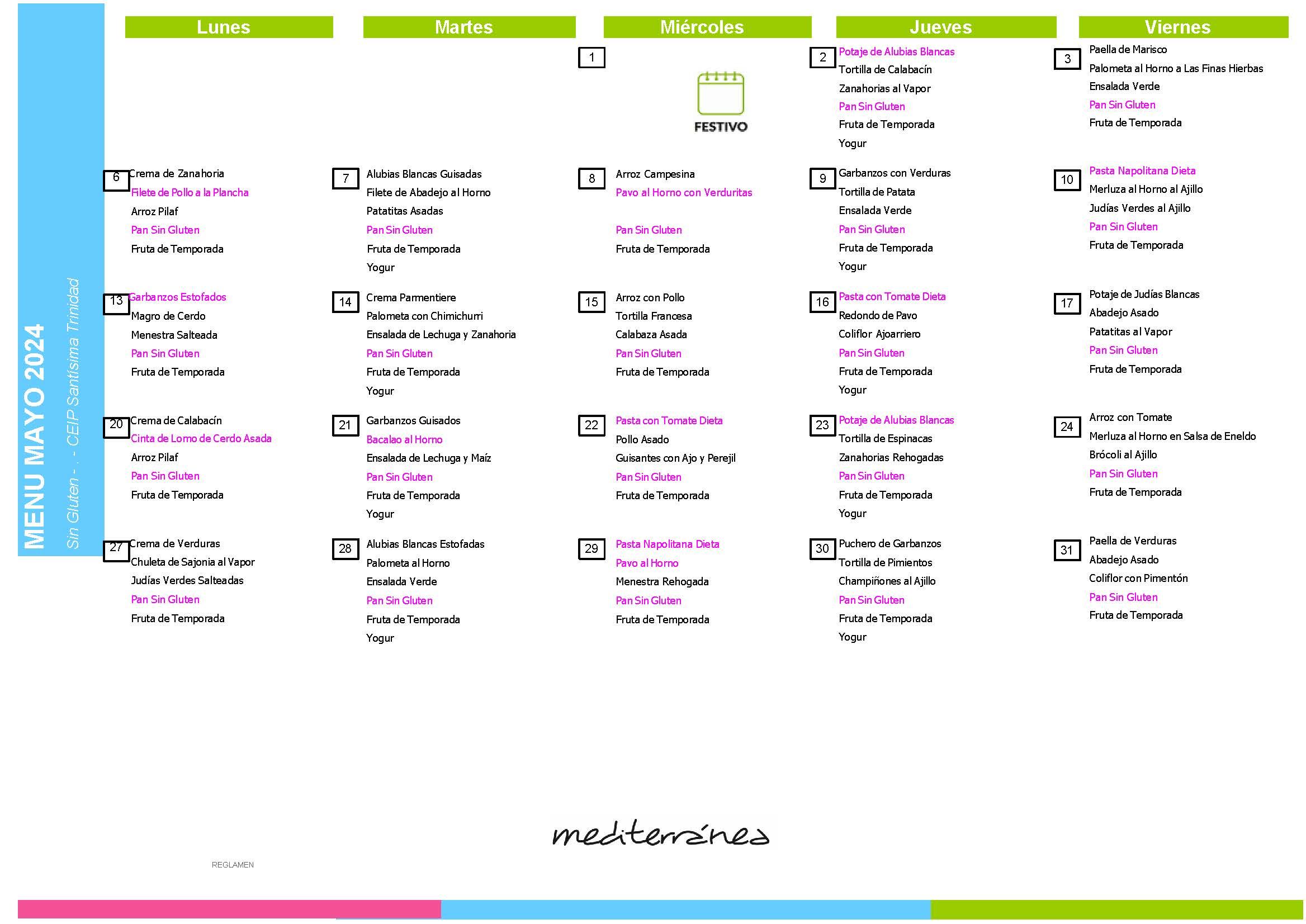 menus derivadas mayo 2024 sin gluten