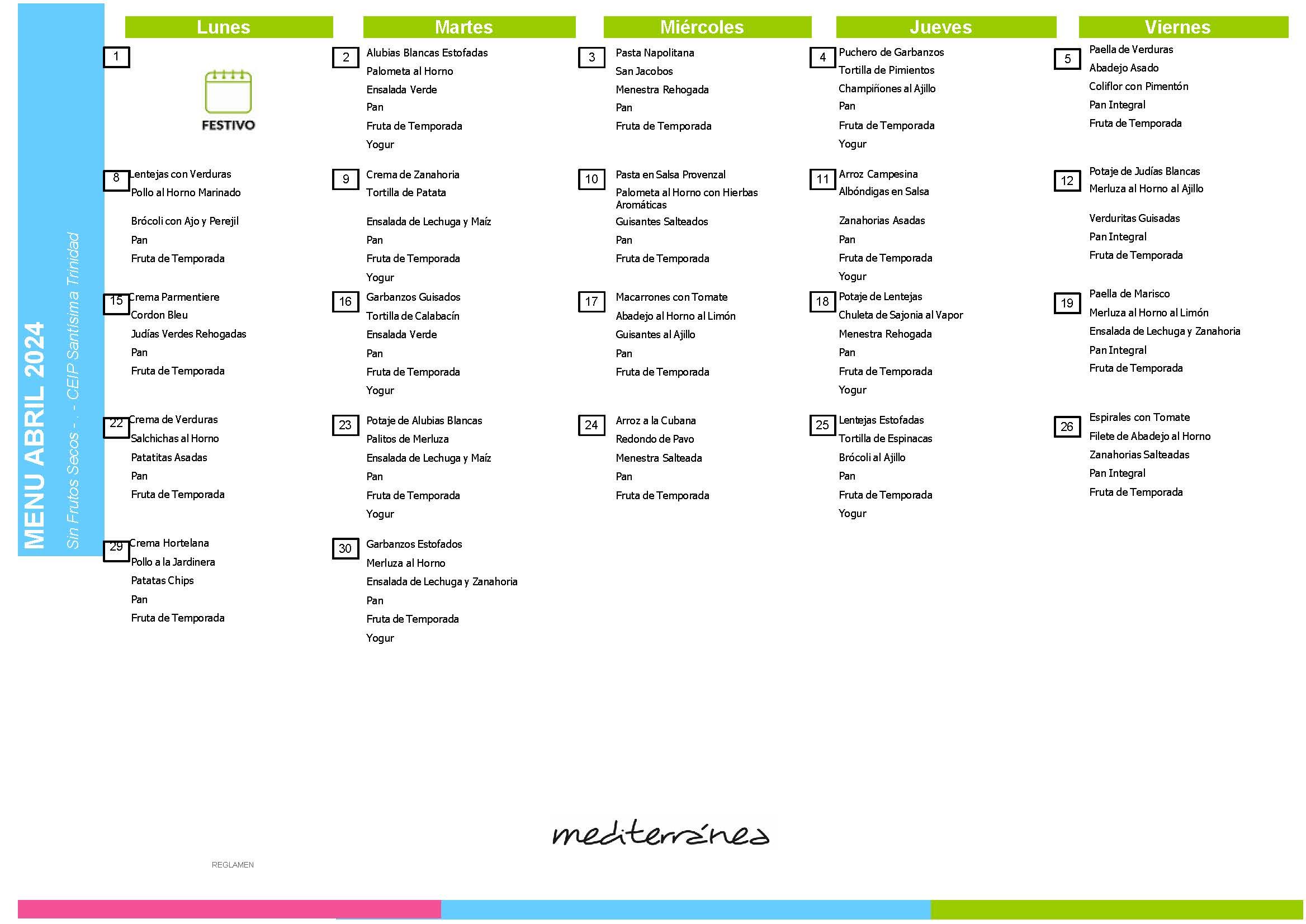 menus derivadas abril 2024 sin frutos secos