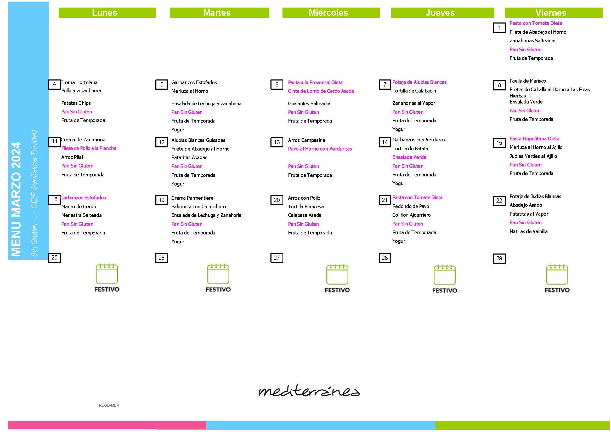 menu derivadas marzo sin gluten 2024